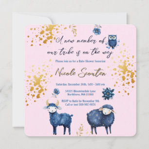 Adorable Waldtiere Tiere Rosa & Navy Blauer Galaxi Save The Date