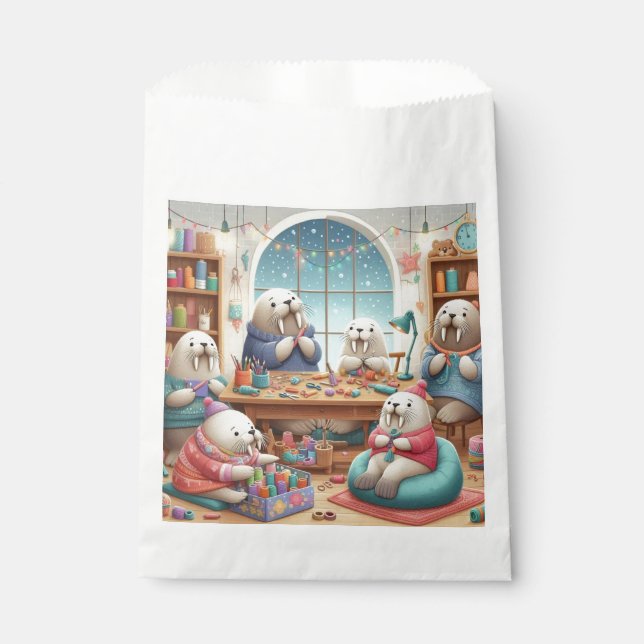 Adorable Walrus Anniversaire Favoriser les sacs (Devant)
