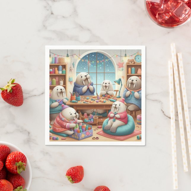 Adorable Walrus Birthday Napkins Serviette (Beispiel)