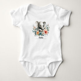 Adorable Watercolor Baby Elefant mit Individuelle Strampler