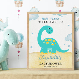 Adorable Watercolor Dinosaur Baby shower boy Poster