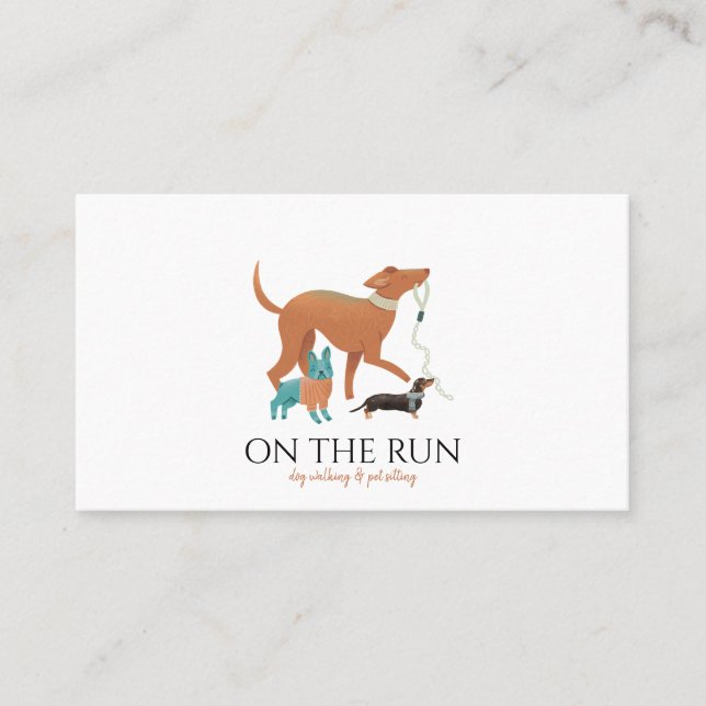 Adorable Watercolor Dog Walker Pet Sitter Visitenkarte (Vorderseite)
