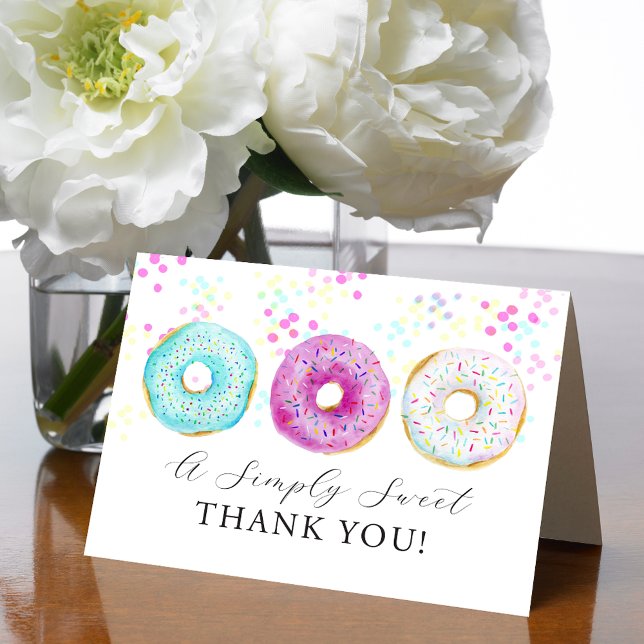 Adorable Watercolor Donut Themed  Dankeskarte (Adorable Watercolor Donut Themed Thank You Card)