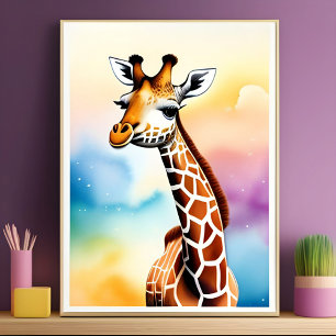 Adorable Watercolor Giraffe für Kinder Kinderzimme Poster