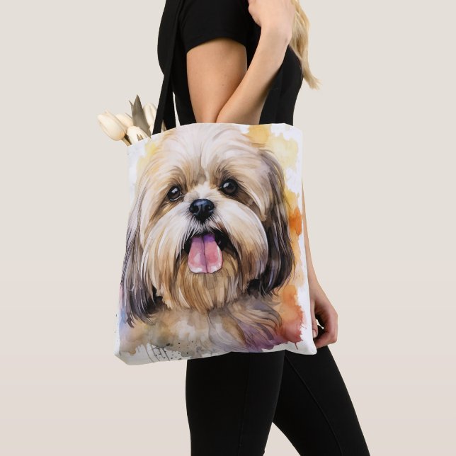 ADORABLE WATERCOLOR LHASA APSO HUND TASCHE (Von Nahem)