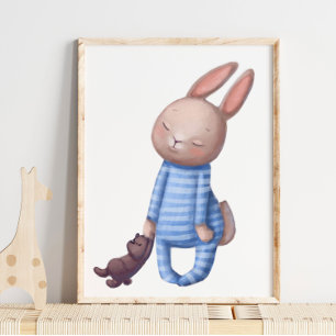 Adorable Watercolor Sleepy Wall Print Poster