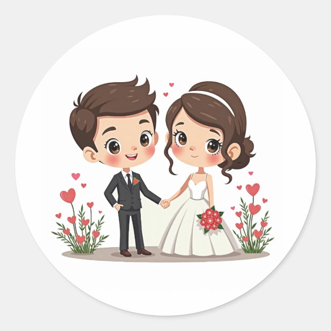 Adorable Wedding Couple Stickers (Vorderseite)