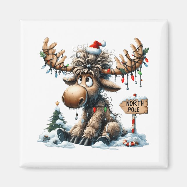 Adorable Weihnachten Elche Merry Christmoose Men W Magnet (Vorne)