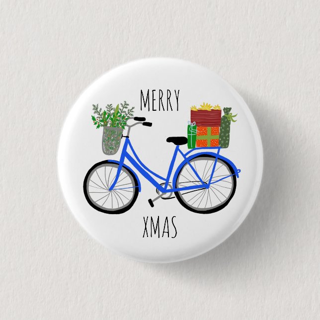 Adorable Weihnachten Fahrrad Urlaub Weihnachten Ge Button (Vorderseite)