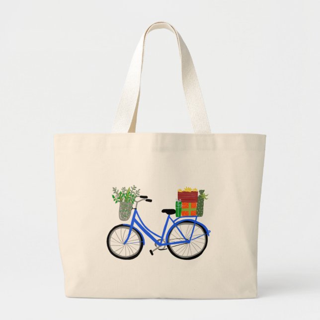 Adorable Weihnachten Fahrrad Urlaub Weihnachten Ge Jumbo Stoffbeutel (Vorne)