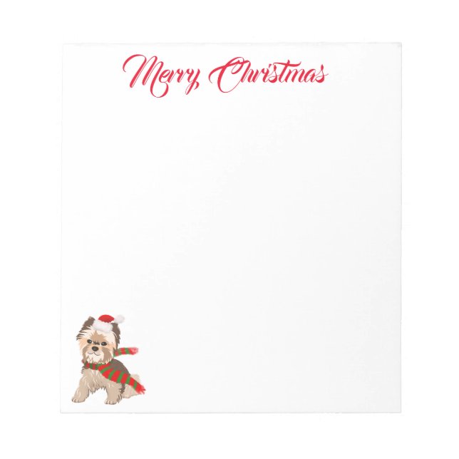 Adorable Weihnachten Yorkie in Weihnachtsmannmütze Notizblock (Vorderseite)