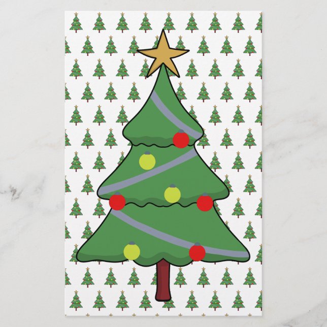 Adorable Weihnachtsbaum Briefpapier (Vorderseite)