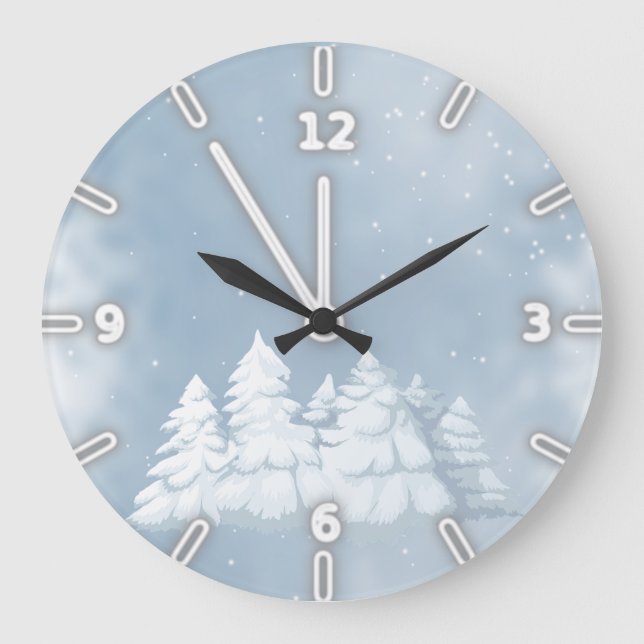 Adorable Weihnachtsbaume Große Wanduhr (Vorderseite)