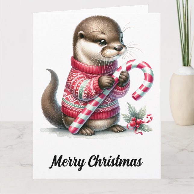 Adorable Weihnachtsfeier mit Candy Cane Karte (Vorderseite)