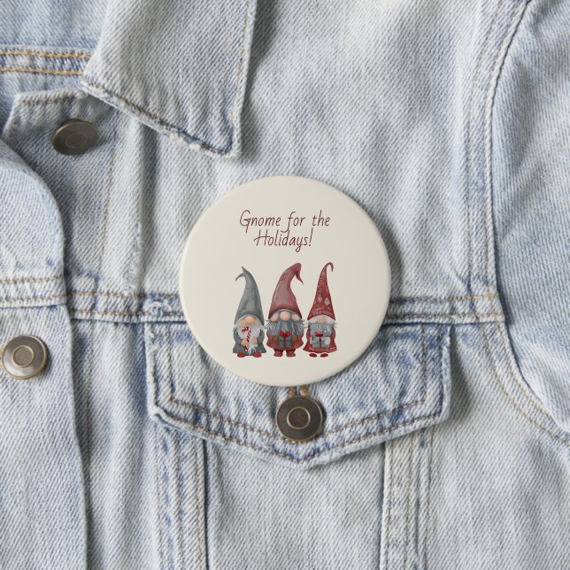 Adorable Weihnachtsgnomen mit Holiday Cheer Button (Beispiel)