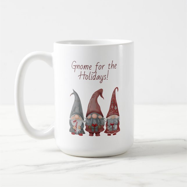 Adorable Weihnachtsgnomen mit Holiday Cheer Kaffeetasse (Links)