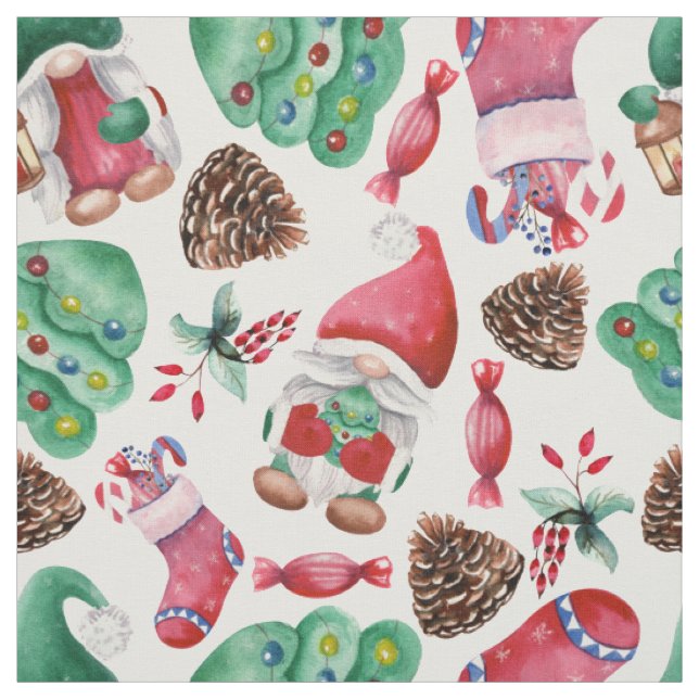 Adorable Weihnachtsgnomen Stoff (Muster)