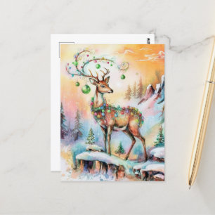 Adorable Weihnachtshirsche Postkarte