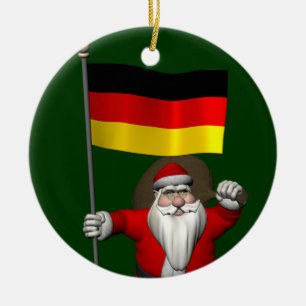 Adorable Weihnachtsmann mit deutschem Abzeichen Keramikornament