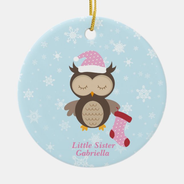 Adorable Weihnachtsschale Kleine Schwester Keramik Ornament (Vorne)