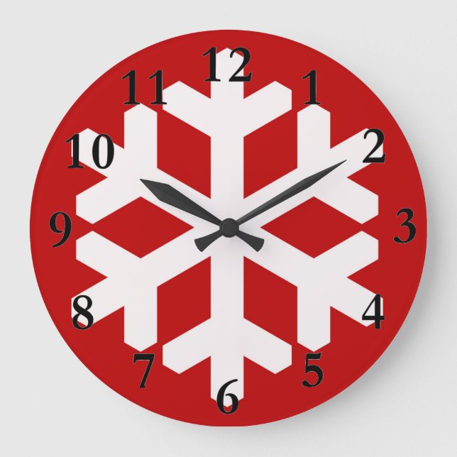Adorable Weihnachtsschneeflocke! Große Wanduhr (Vorderseite)