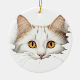 ADORABLE WEISSE KITTY CAT-GESICHT KERAMIK ORNAMENT
