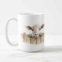 ADORABLE WEISSE ZIEGE ÜBER ZENTRUM KAFFEETASSE