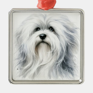 ADORABLE WEISSER COTON DE TULEAR DOG ORNAMENT AUS METALL