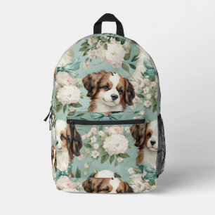 Adorable Welpe auf Sage Green Background Bedruckter Rucksack