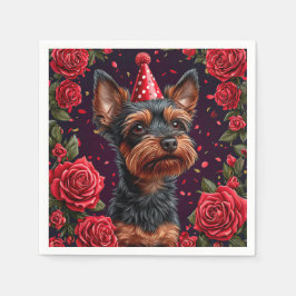 Adorable Welpe feiert Geburtstag Serviette