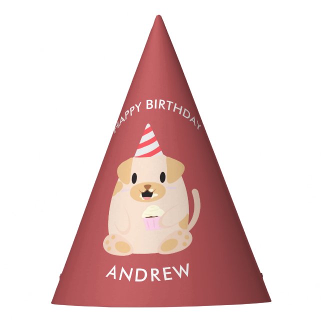 Adorable Welpen-Hund-Kindergeburtstag Partyhütchen (Vorderseite)