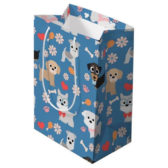 Adorable Welpen Mittlere Geschenktüte (Rückseite Schrägansicht)