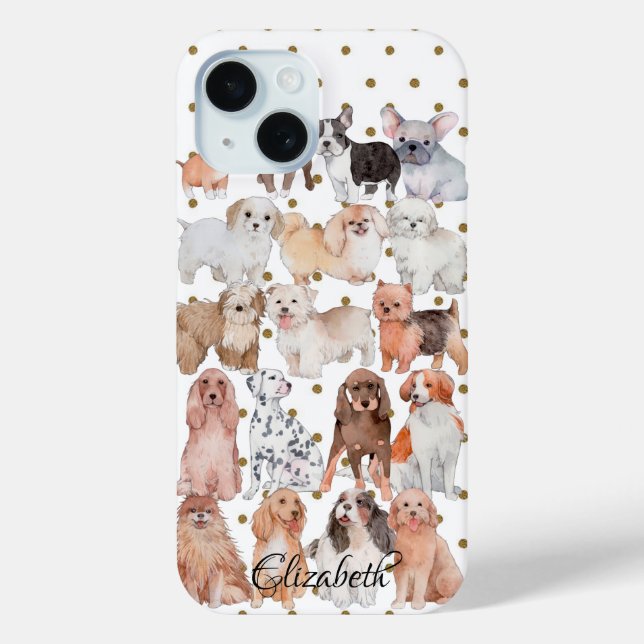 Adorable Welpen Polka Dots Personalisiert Case-Mate iPhone Hülle (Rückseite)