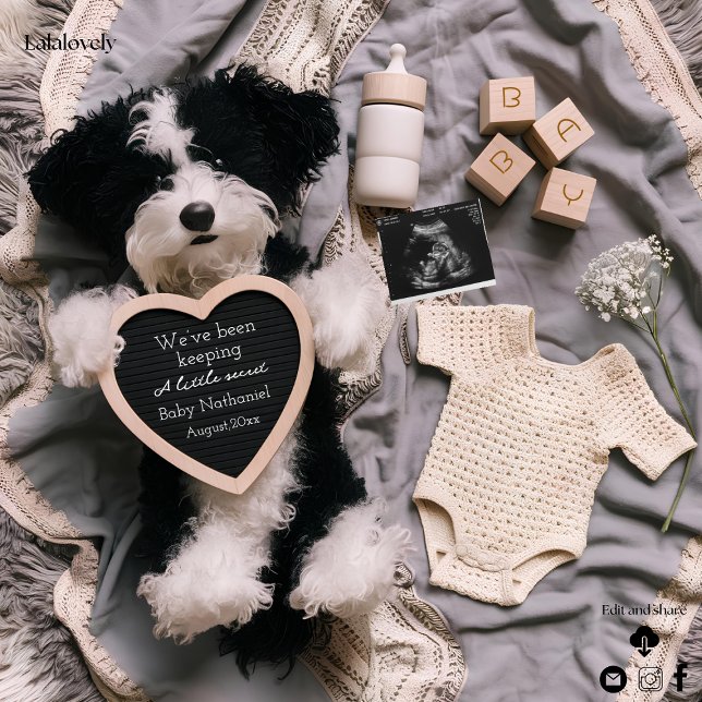 Adorable Welpenschwangerschaftsankündigung Feiertagskarte (Von Creator hochgeladen)