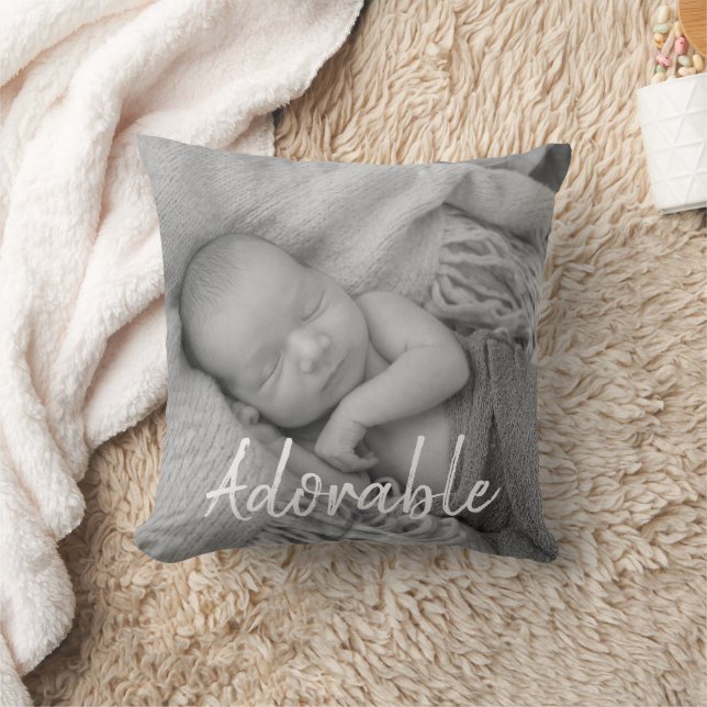 Adorable wertvolle Schwarz-Weiß-Fotos Kissen (Decke)