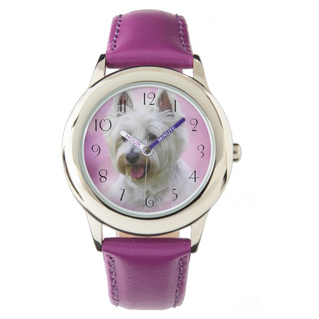 Adorable West Hochland Weiß Terrier Armbanduhr (Vorderseite)