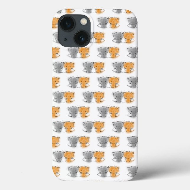 Adorable Whimsical Kittens Orange und Grau Case-Mate iPhone Hülle (Rückseite)
