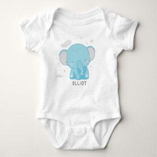 Adorable Whimsical Playful Baby Elephant Clouds Baby Strampler