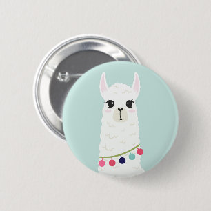 Adorable White Alpaca Button