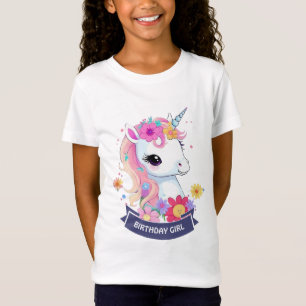 Adorable White Baby Unicoron mit Blume T-Shirt