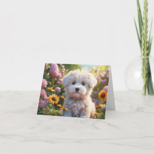 Adorable White Fluffy Puppy Blank Gruß Karte