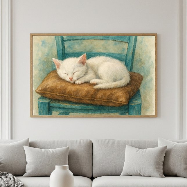 Adorable White Kitten Napping Poster (Von Creator hochgeladen)