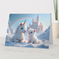 Adorable White Kitten und Baby Unicorn