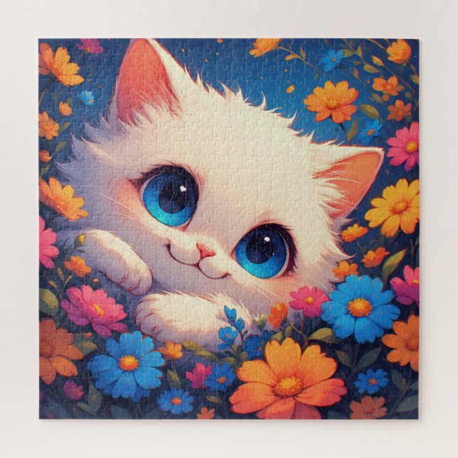 Adorable White Kitten With Bright Blue Eyes (Vertikal)