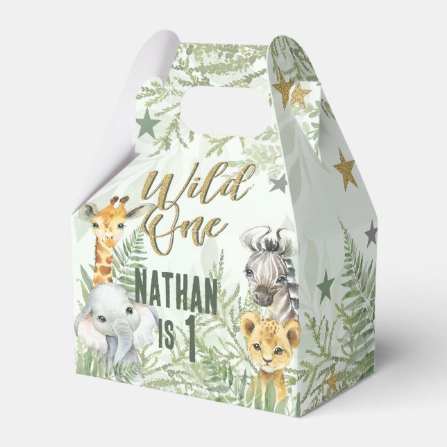 Adorable Wild One Safari Animals Party Box Geschenkschachtel (Vorderseite)