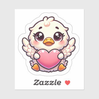 Adorable Winged Duckling mit Liebe Herz Aufkleber
