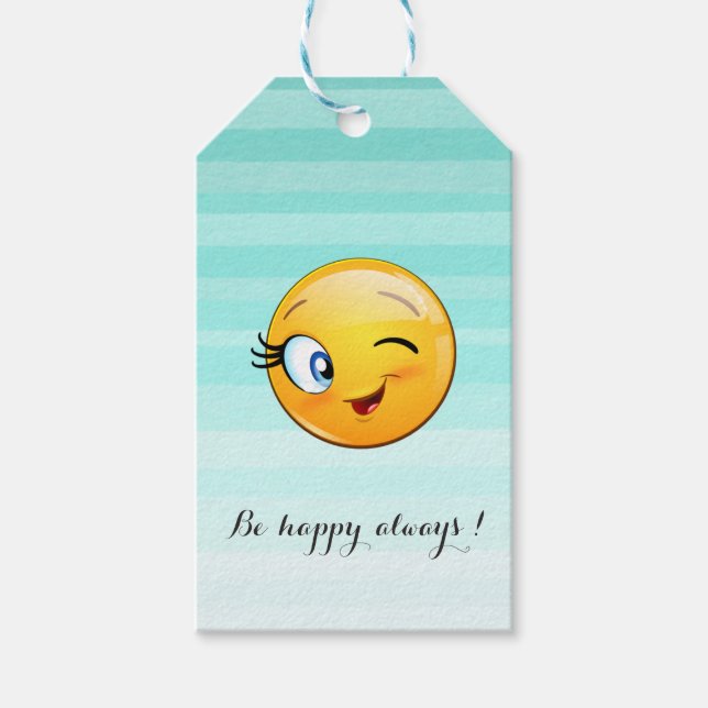 Adorable Winking Emoji Face-Sei immer glücklich Geschenkanhänger (Vorderseite)