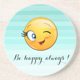 Adorable Winking Emoji Face-Sei immer glücklich Getränkeuntersetzer