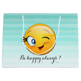 Adorable Winking Emoji Face-Sei immer glücklich Große Geschenktüte