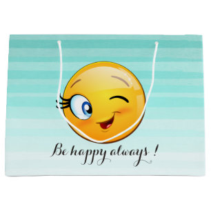 Adorable Winking Emoji Face-Sei immer glücklich Große Geschenktüte